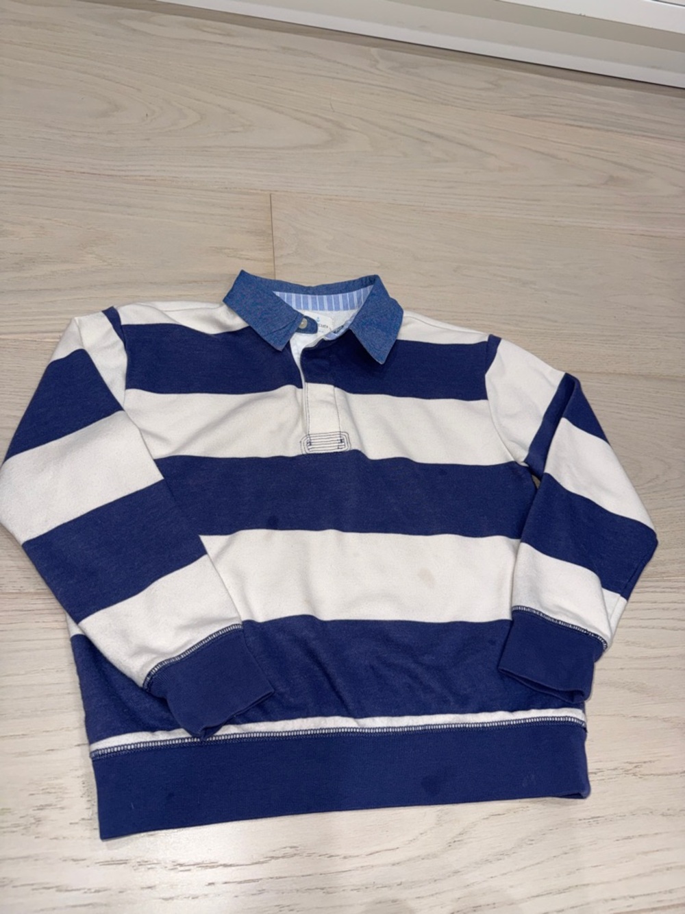 Crewcuts Navy and White Striped Rugby Shirt